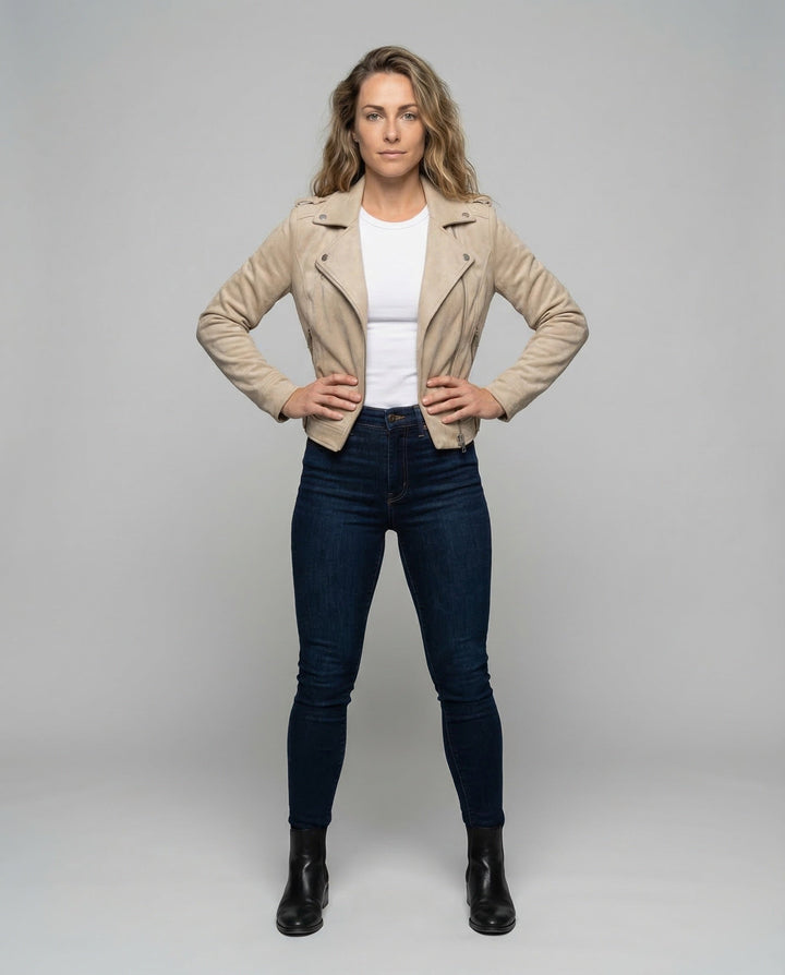 Damern Bikerjacka Huva Asymmetrisk Dragkedja-Eva Jonsson