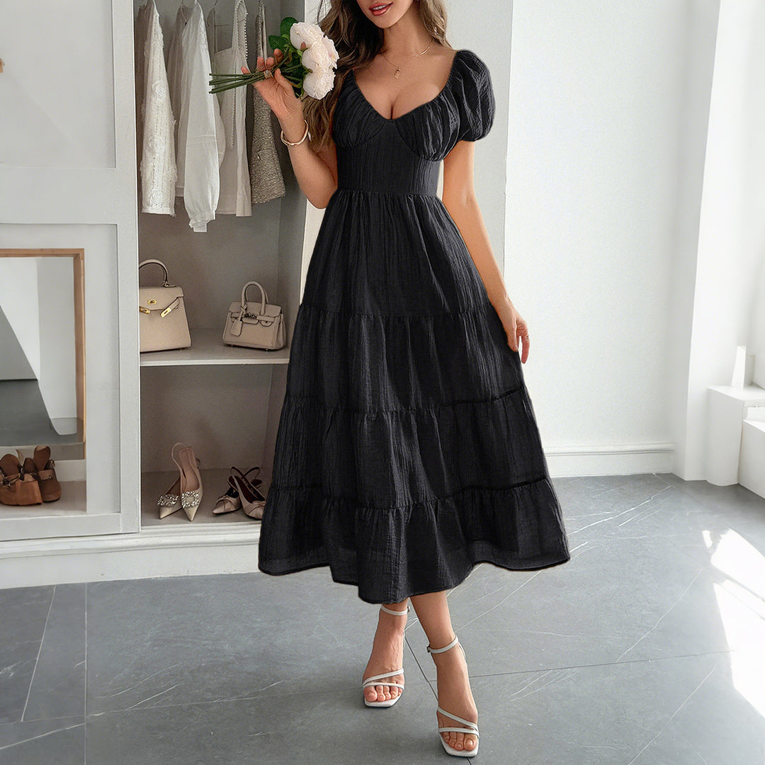 Damern Boho Maxiklänning med puffärmar och justerbar skärning Mirla-Eva Jonsson