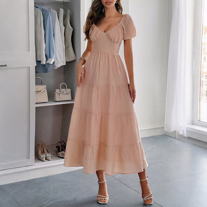 Damern Boho Maxiklänning med puffärmar och justerbar skärning Mirla-Eva Jonsson