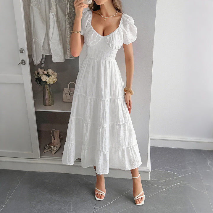 Damern Boho Maxiklänning med puffärmar och justerbar skärning Mirla-Eva Jonsson