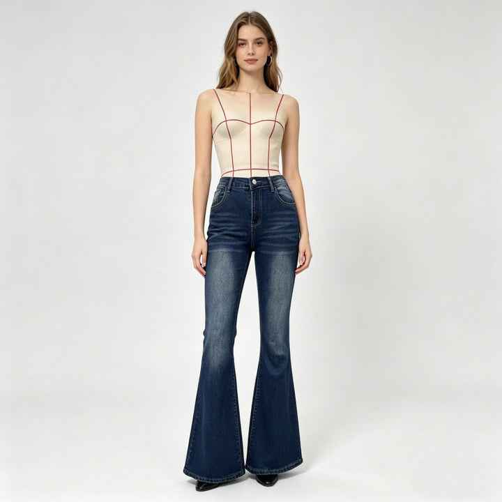 Damern Bootcut Jeans med dekorativa broderier Mirla-Eva Jonsson