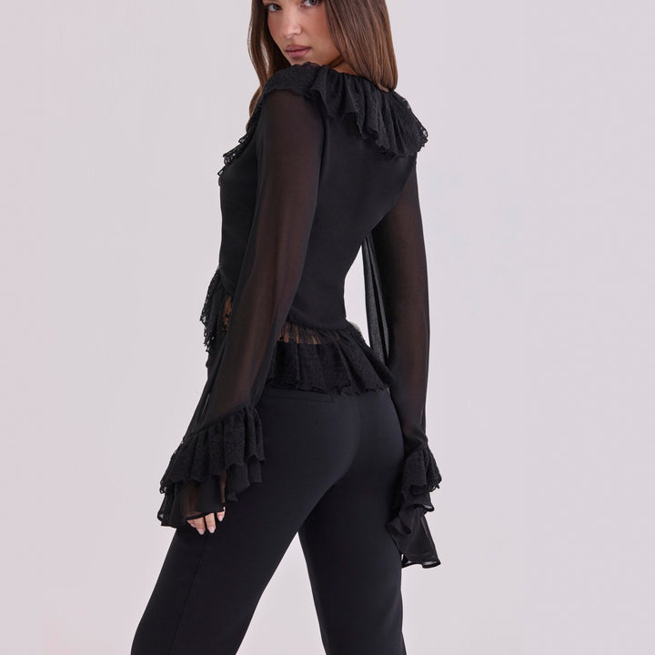 Damern Chiffonblus med spetsdetalj Mirla-Eva Jonsson