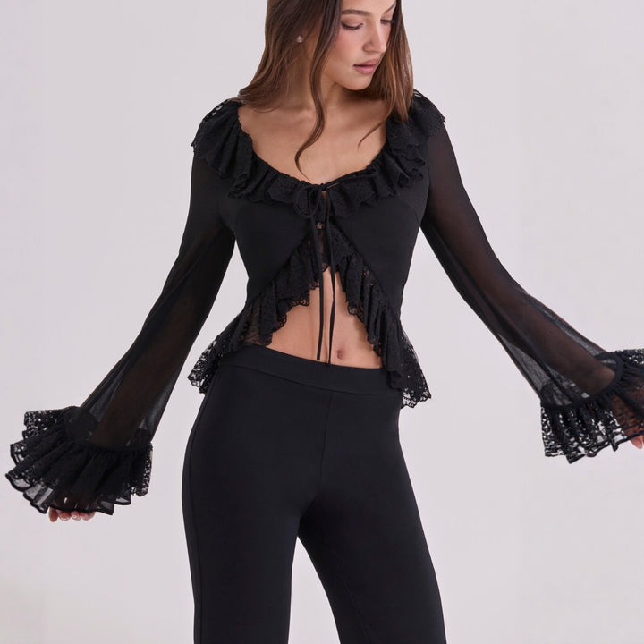 Damern Chiffonblus med spetsdetalj Mirla-Eva Jonsson