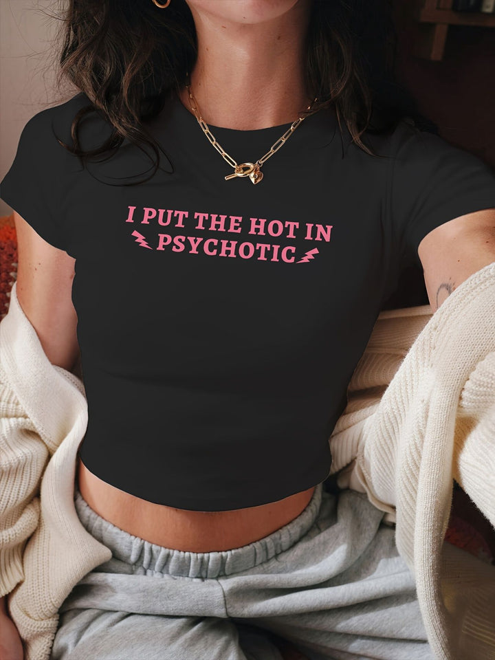 Damern Crop-T-Shirt med glatt körsbärsmotiv Mirla-Eva Jonsson