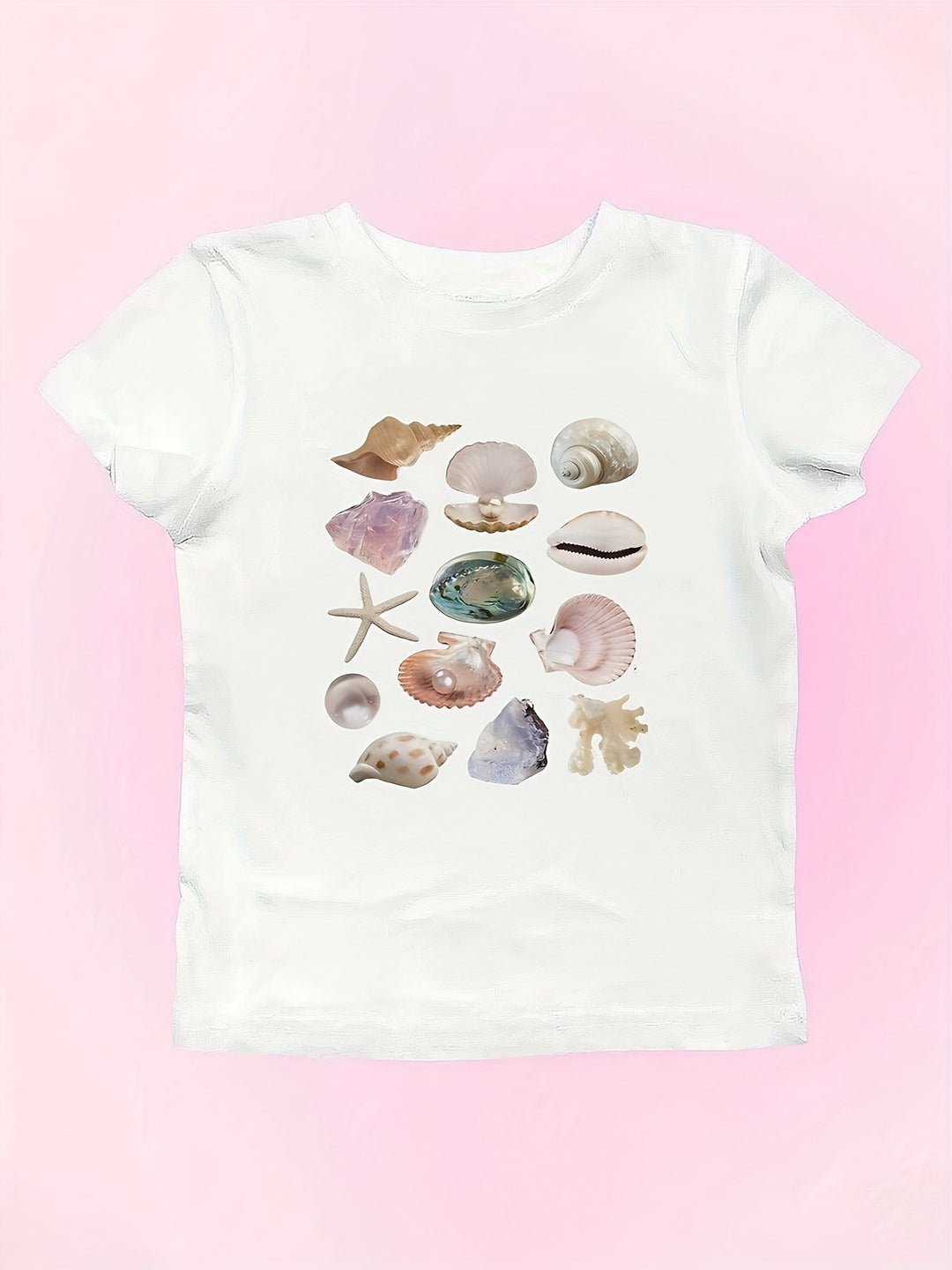 Damern Crop-T-Shirt med glatt körsbärsmotiv Mirla-Eva Jonsson