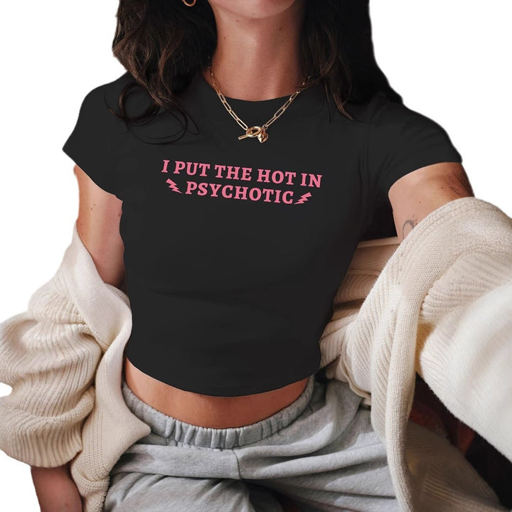 Damern Crop-T-Shirt med glatt körsbärsmotiv Mirla-Eva Jonsson