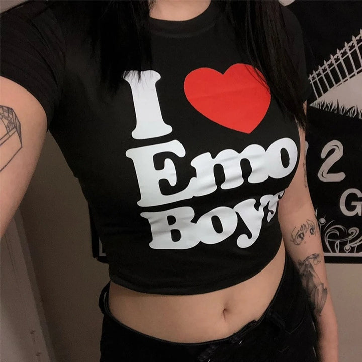 Damern Crop-T-Shirt med kreativt skelettdesign och inspirerande text Mirla-Eva Jonsson