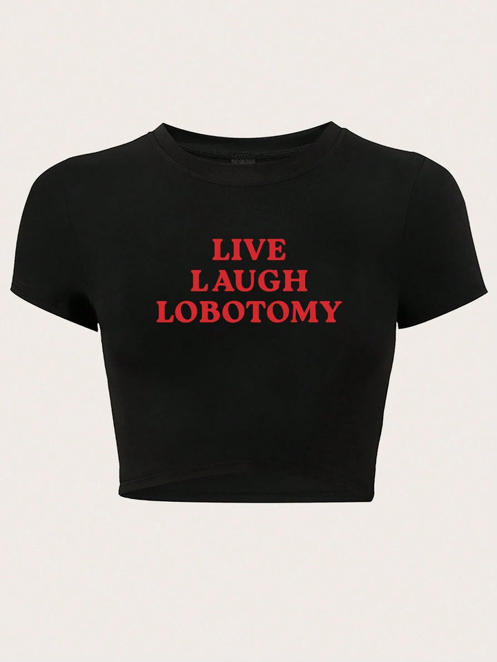 Damern Crop-T-Shirt med kreativt uttalande-design Mirla-Eva Jonsson