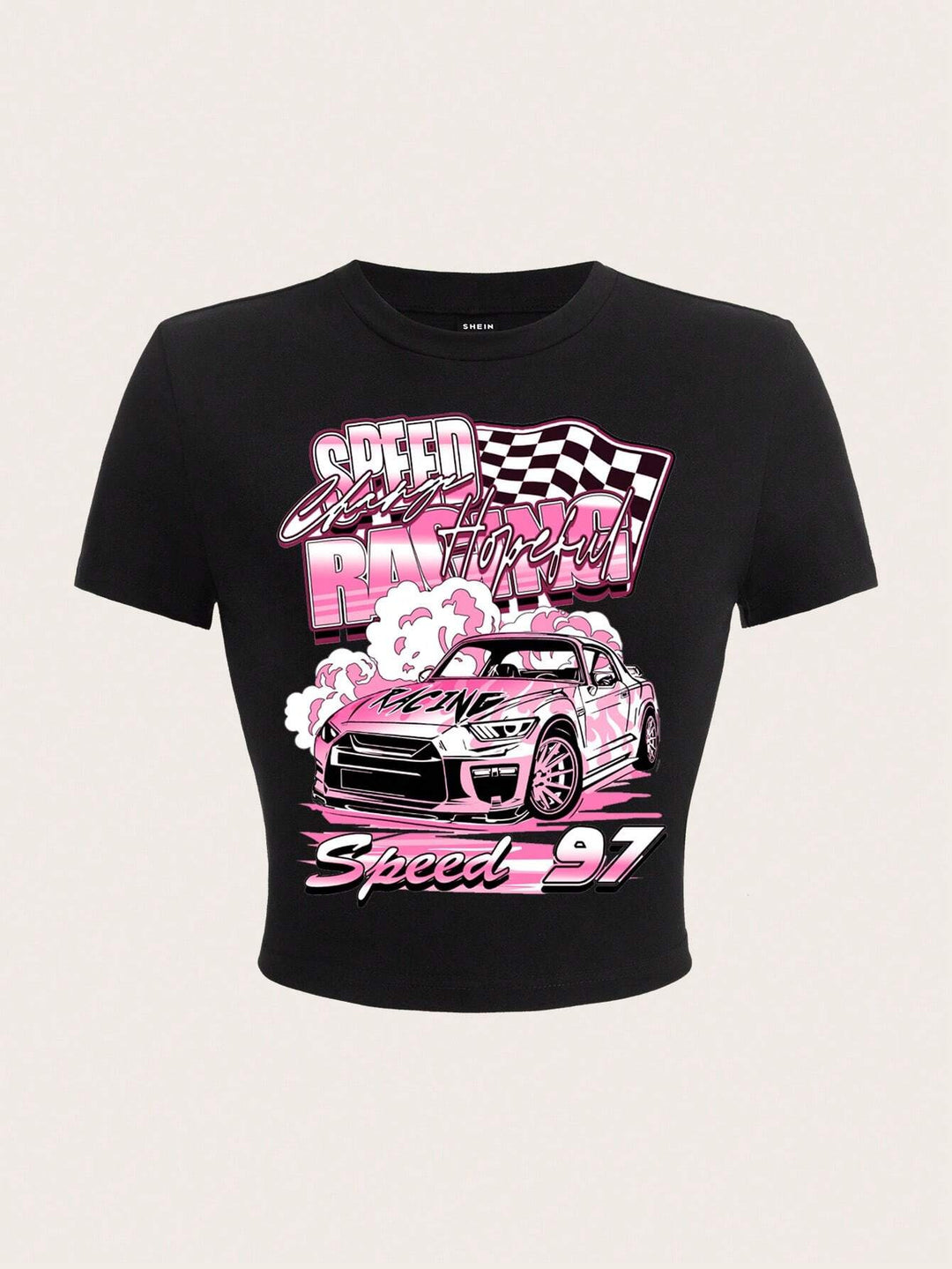 Damern Crop-T-Shirt med kreativt uttalande-design Mirla-Eva Jonsson
