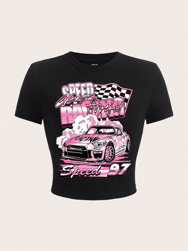 Damern Crop-T-Shirt med kreativt uttalande-design Mirla-Eva Jonsson