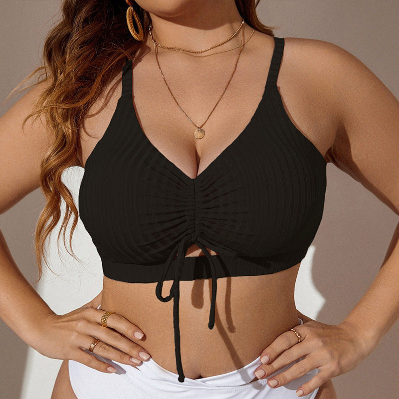 Damern Crop-Top Bikiniöverdel med dekorativa volanger och justerbara bärsystem Mirla-Eva Jonsson