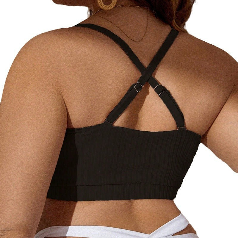 Damern Crop-Top Bikiniöverdel med dekorativa volanger och justerbara bärsystem Mirla-Eva Jonsson