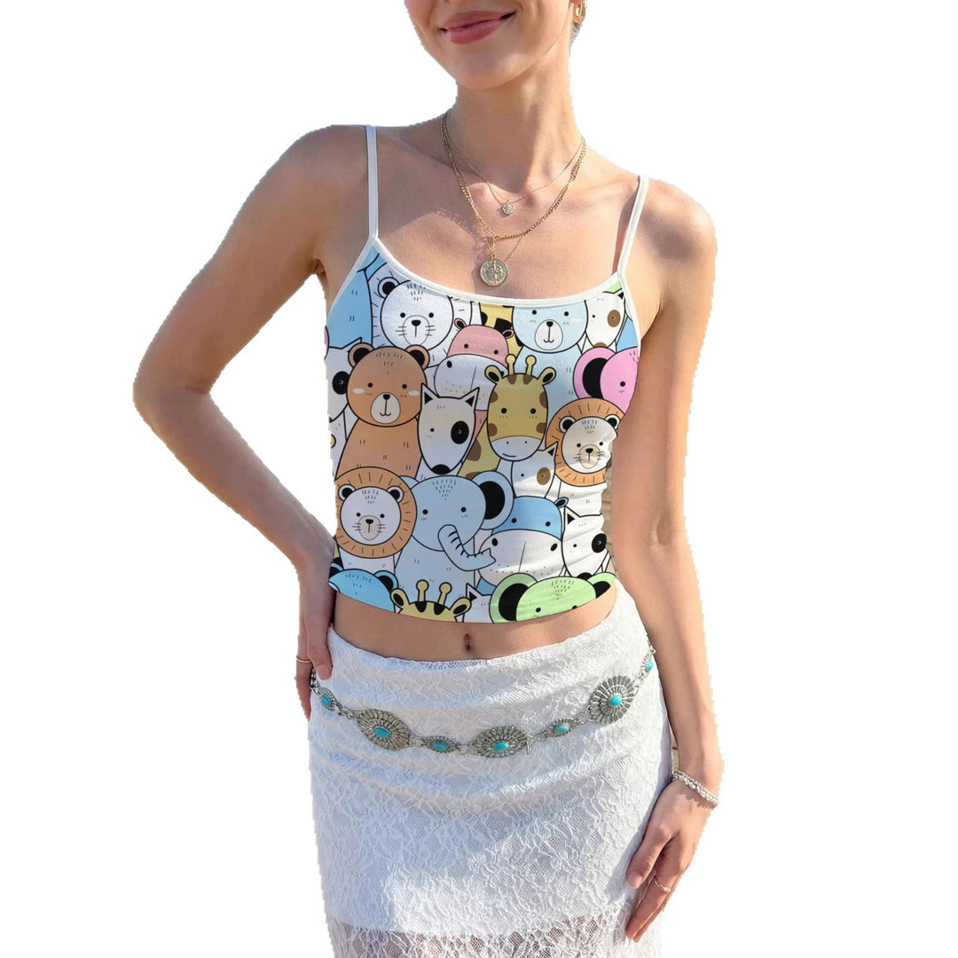 Damern Crop-Top med blommigt motiv och justerbara band Mirla-Eva Jonsson