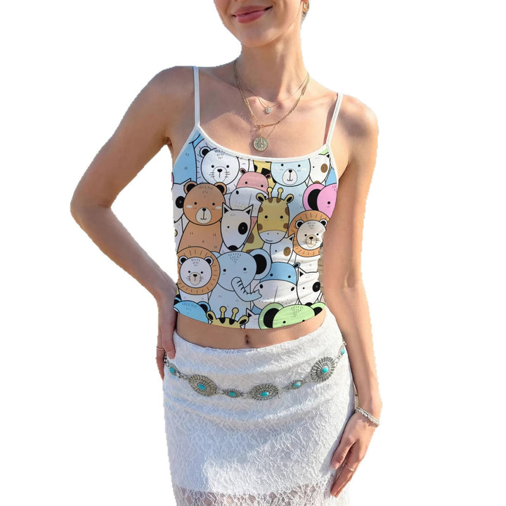 Damern Crop-Top med blommigt motiv och justerbara band Mirla-Eva Jonsson