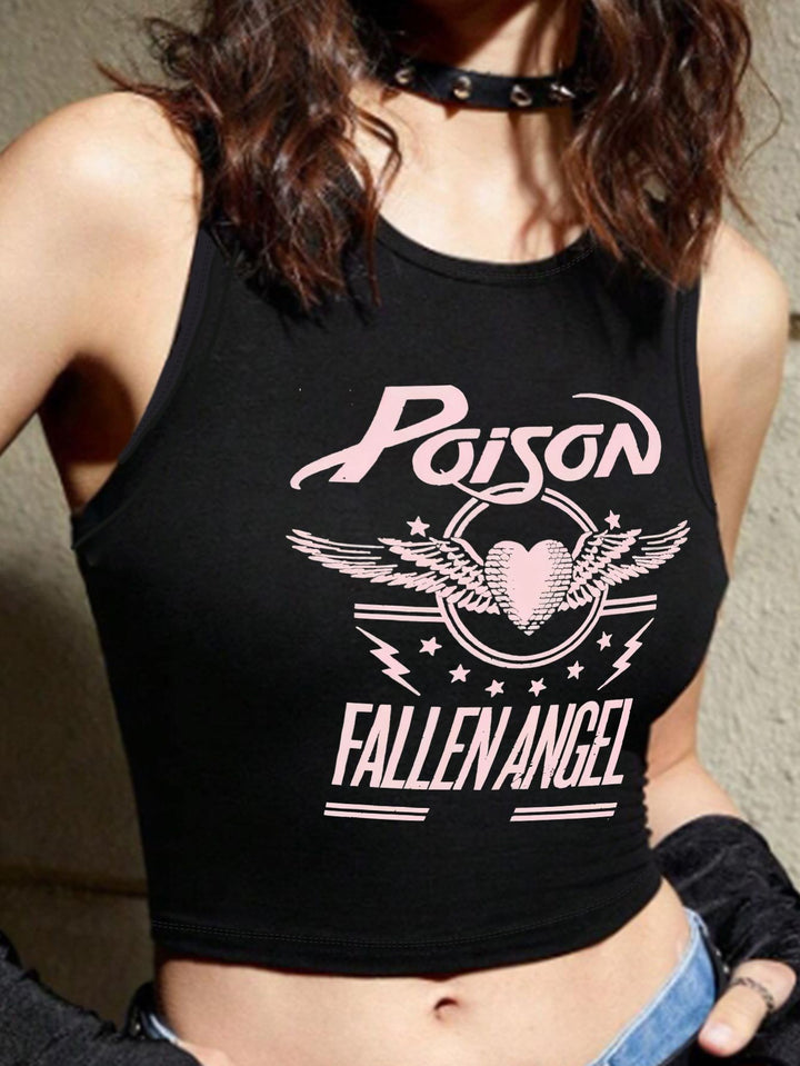 Damern Crop-Top med iögonfallande grafikdesign och edgy text Mirla-Eva Jonsson