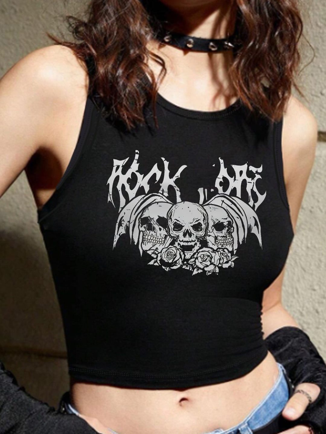 Damern Crop-Top med iögonfallande tryck och kroppsnära snitt Mirla-Eva Jonsson