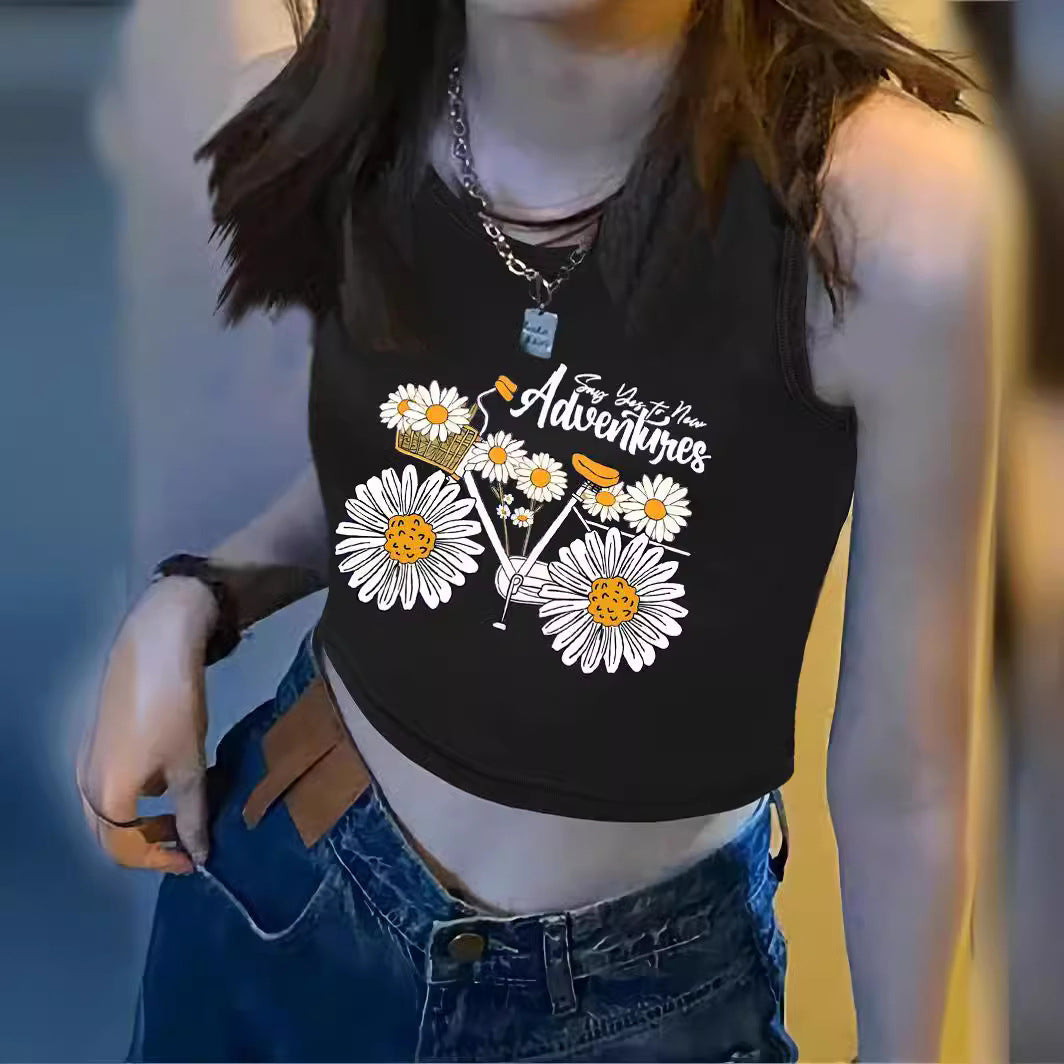 Damern Crop-Top med iögonfallande tryck och kroppsnära snitt Mirla-Eva Jonsson