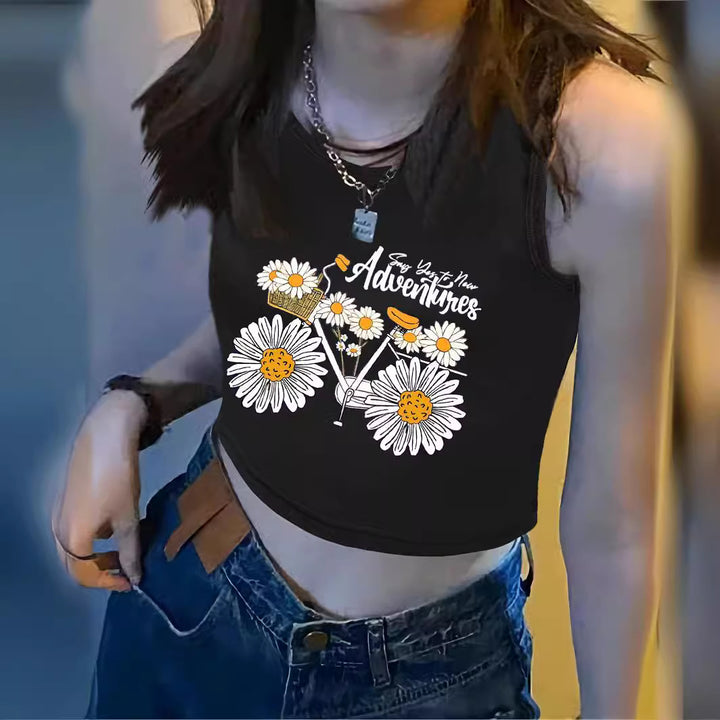 Damern Crop-Top med iögonfallande tryck och kroppsnära snitt Mirla-Eva Jonsson
