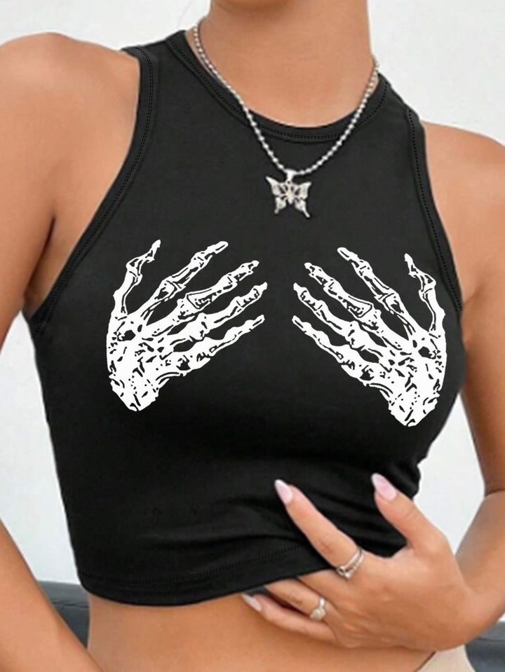 Damern Crop-Top med iögonfallande tryck och kroppsnära snitt Mirla-Eva Jonsson