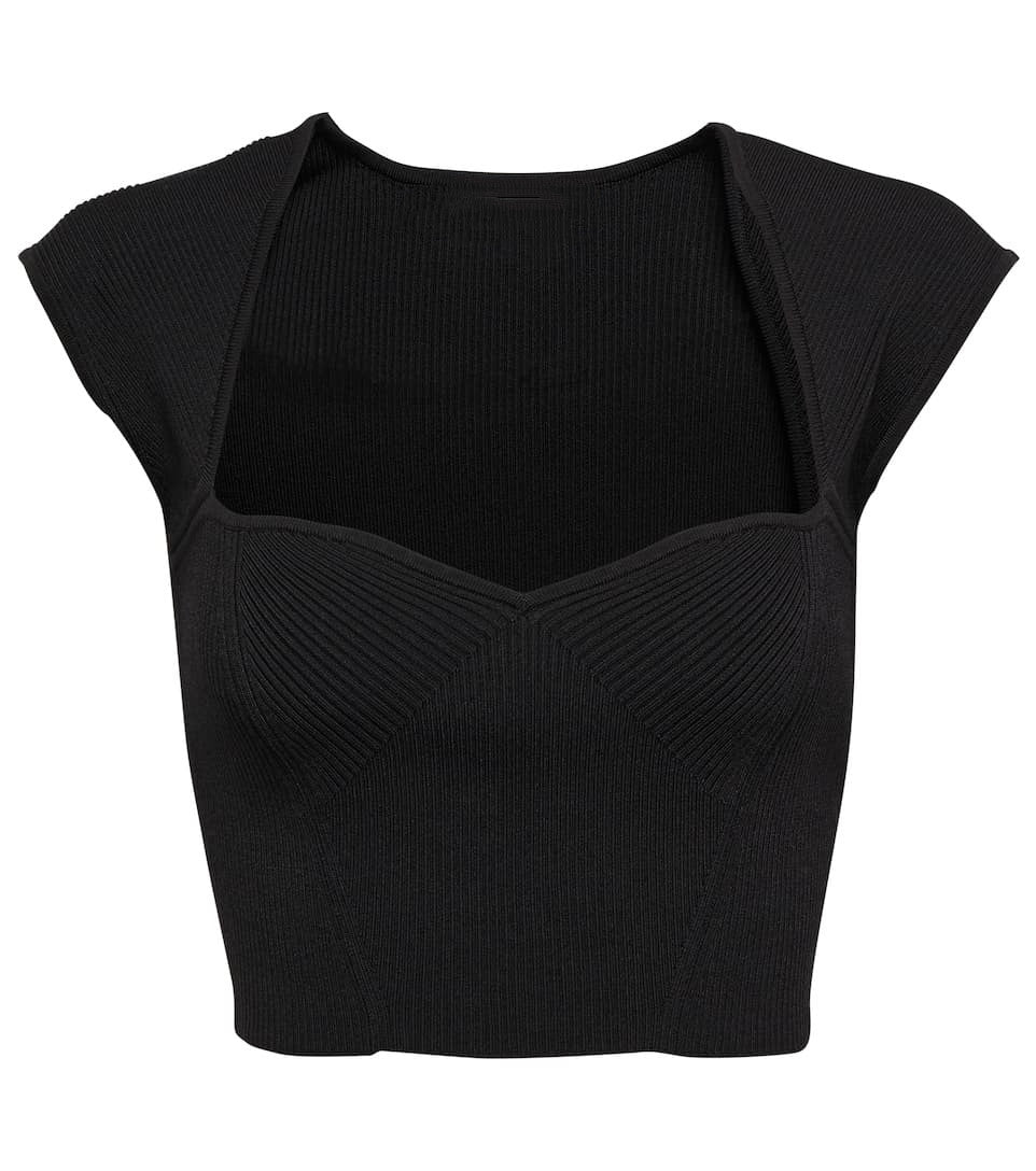 Damern Crop-Top med strukturerad skärning och djup V-ringning Mirla-Eva Jonsson