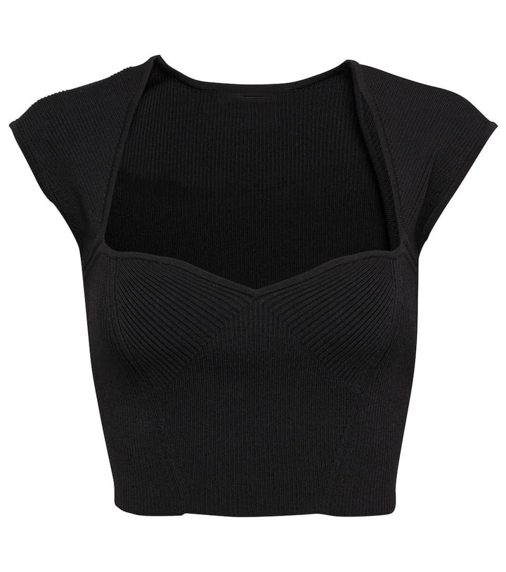 Damern Crop-Top med strukturerad skärning och djup V-ringning Mirla-Eva Jonsson