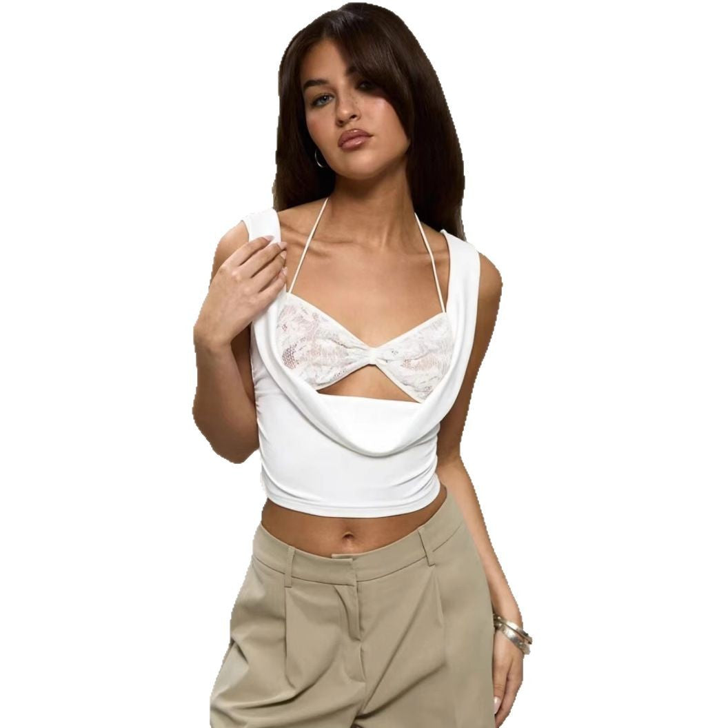 Damern Crop-top med förföriska cut-outs och ömt spetsinsats Mirla-Eva Jonsson