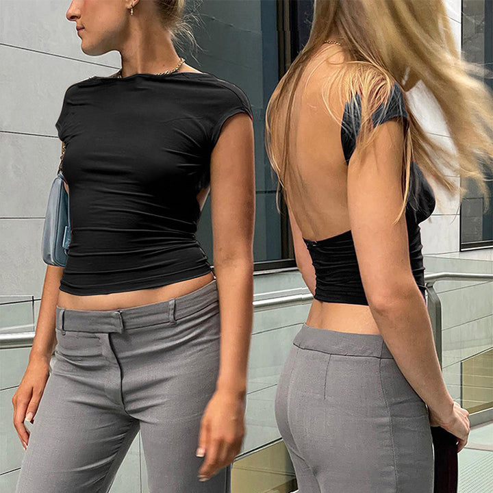 Damern Crop-top med vid utskärning och figurnära passform Mirla-Eva Jonsson