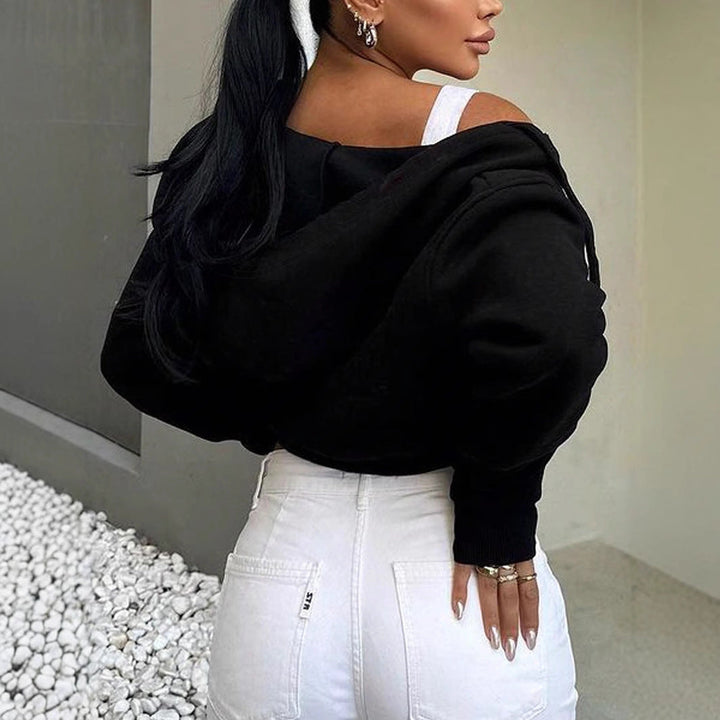 Damern Cropped Hoodie med dragkedja och avslappnad passform Mirla-Eva Jonsson
