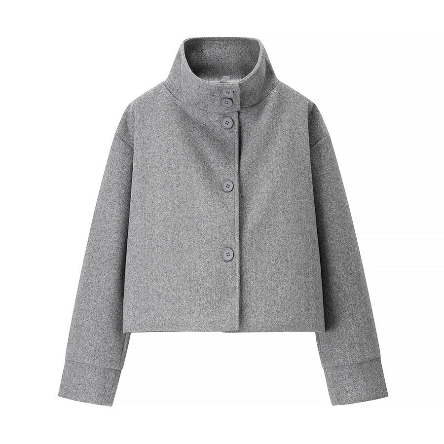 Damern Cropped Jacka med hög krage och eleganta knappdetaljer Mirla-Eva Jonsson