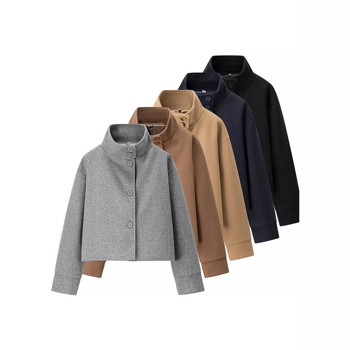 Damern Cropped Jacka med hög krage och eleganta knappdetaljer Mirla-Eva Jonsson