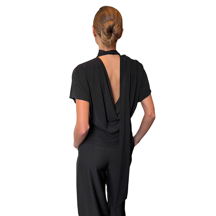 Damern Cropped Topp med hög krage och volumiösa ärmar Mirla-Eva Jonsson