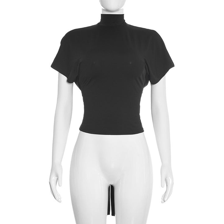 Damern Cropped Topp med hög krage och volumiösa ärmar Mirla-Eva Jonsson