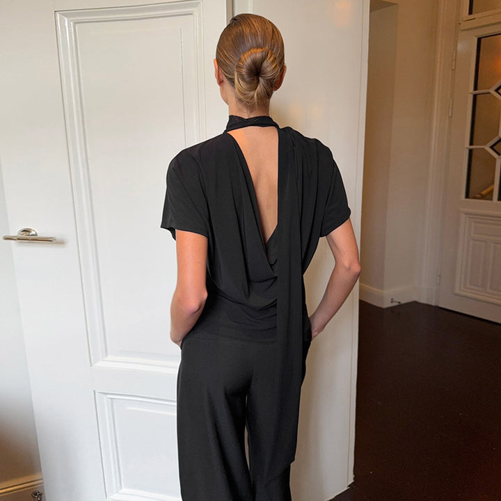 Damern Cropped Topp med hög krage och volumiösa ärmar Mirla-Eva Jonsson
