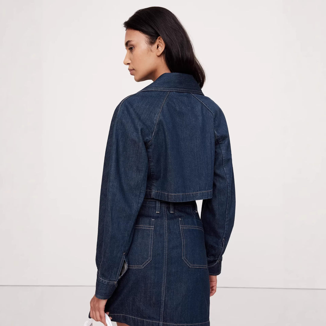 Damern Denim-Crop-Jacka och Minirock Set Mirla-Eva Jonsson