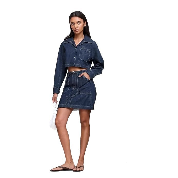 Damern Denim-Crop-Jacka och Minirock Set Mirla-Eva Jonsson