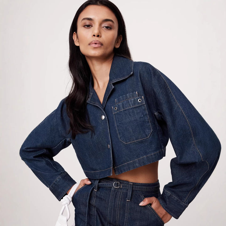 Damern Denim-Crop-Jacka och Minirock Set Mirla-Eva Jonsson