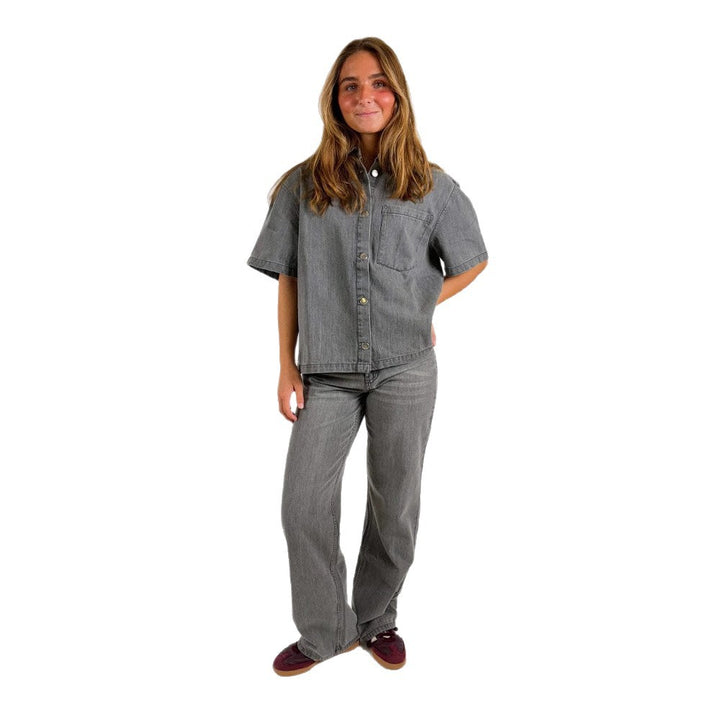 Damern Denim-skjortjacka i avslappnad oversized passform Mirla-Eva Jonsson