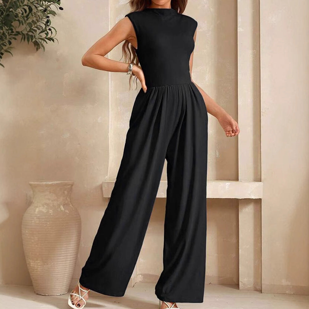 Damern Elegant Jumpsuit med hög krage och vida ben Mirla-Eva Jonsson