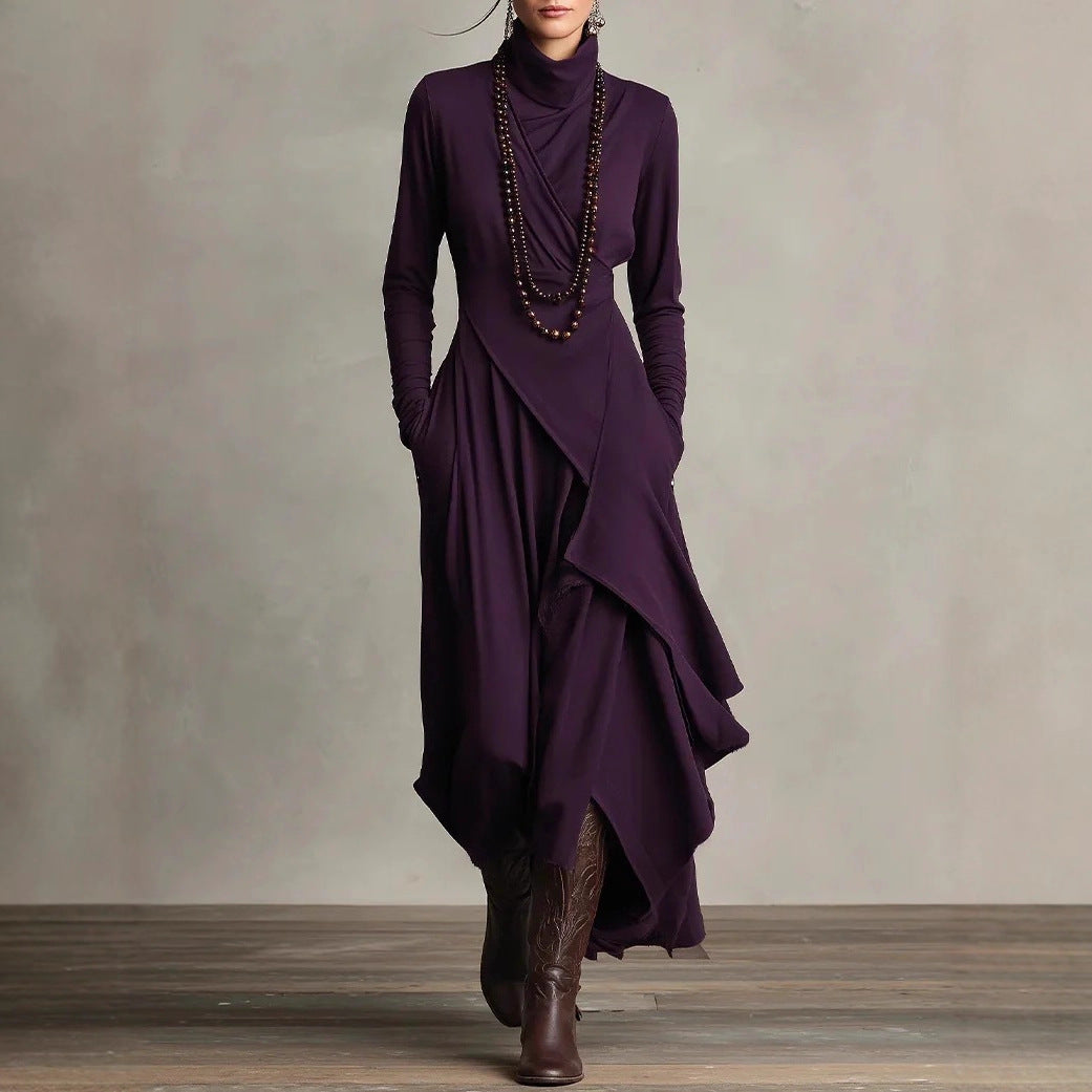Damern Elegant Maxiklänning med draperad överdel och asymmetrisk skärning Mirla-Eva Jonsson