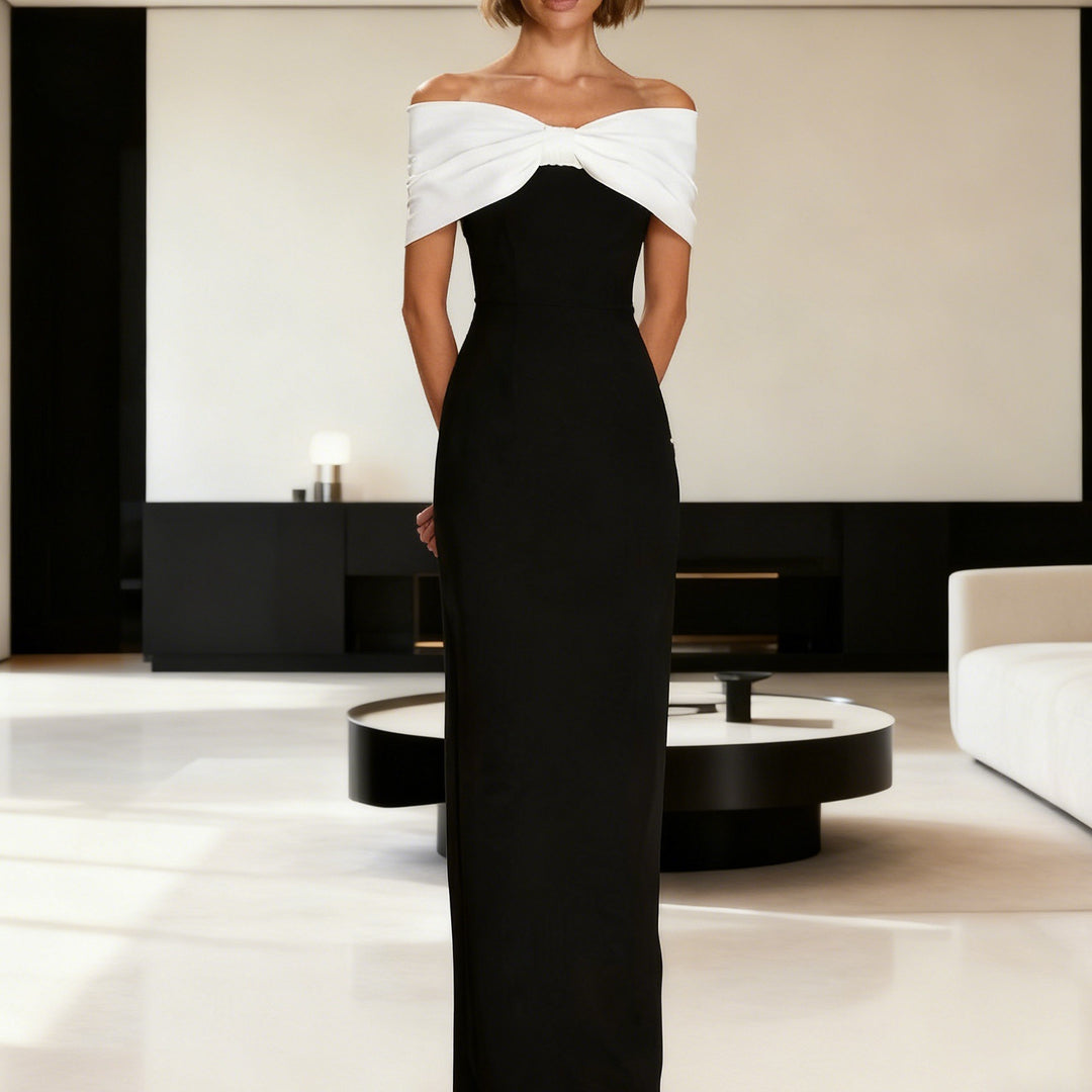 Damern Elegant Maxiklänning med off-shoulder design och figursydd skärning Mirla-Eva Jonsson