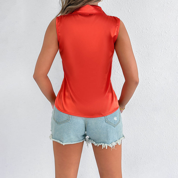 Damern Elegant Satinblus med Krage Mirla-Eva Jonsson