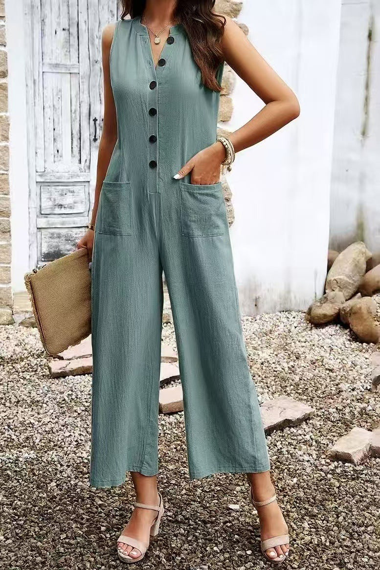 Damern Elegant jumpsuit med knappdetaljer och praktiska fickor Mirla-Eva Jonsson