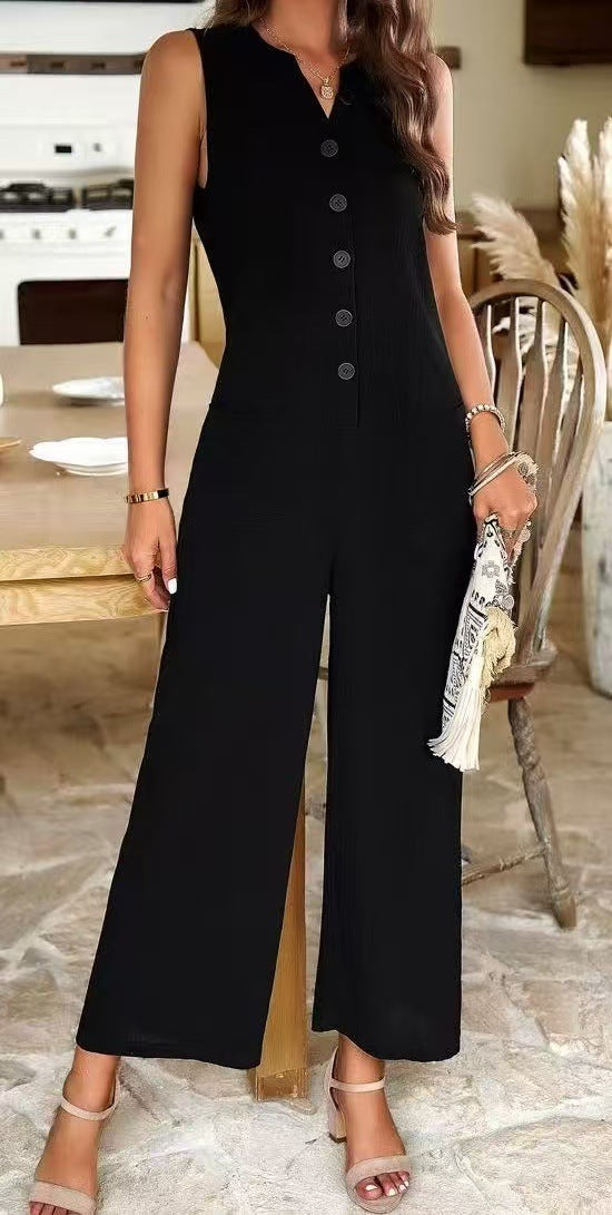 Damern Elegant jumpsuit med knappdetaljer och praktiska fickor Mirla-Eva Jonsson