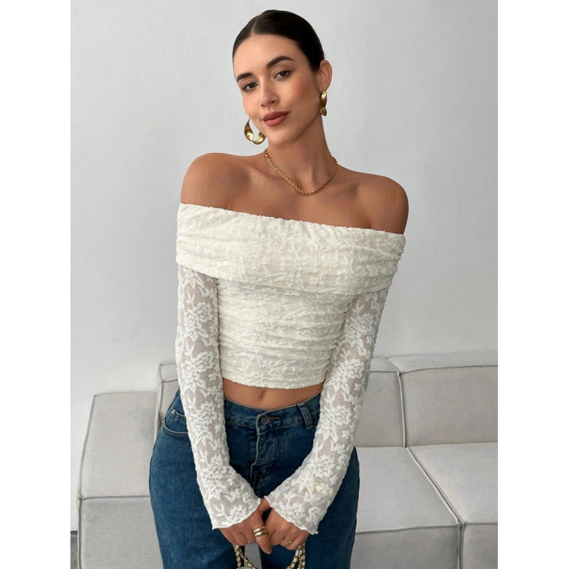Damern Eleganta Off-Shoulder Topp med Volangdetaljer Mirla-Eva Jonsson