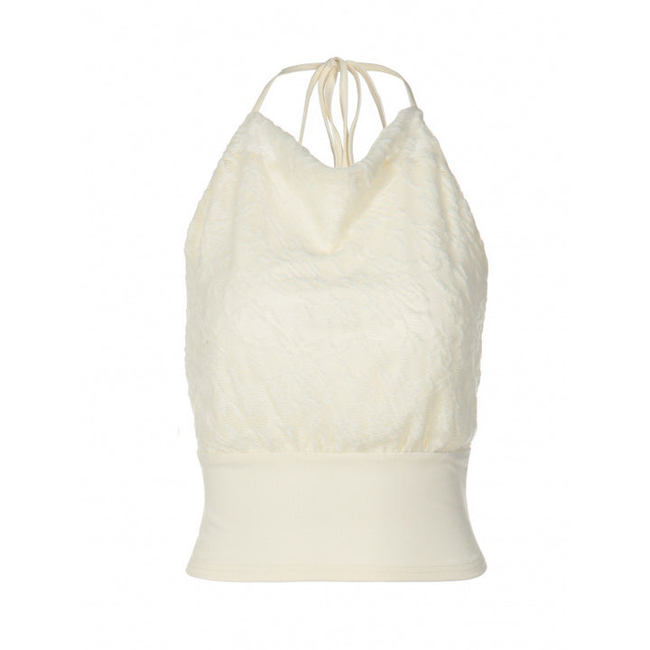Damern Eleganta Spaghetti-axelremmar Top med blommig Jacquard-mönster och smal passform Mirla-Eva Jonsson