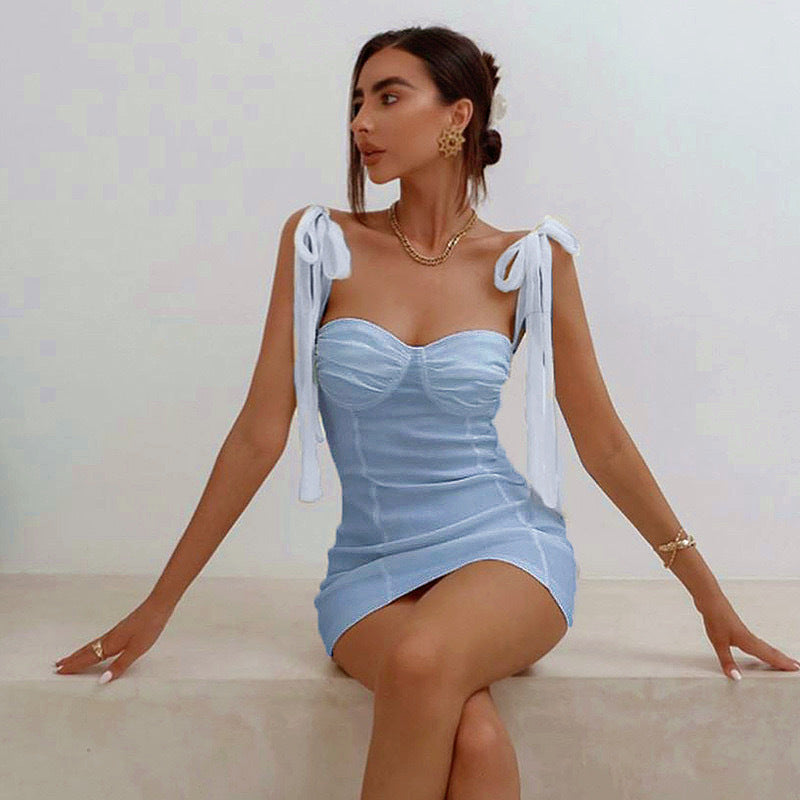 Damern Figurformande Minikjol med strappless bustier-look och charmiga snören Mirla-Eva Jonsson