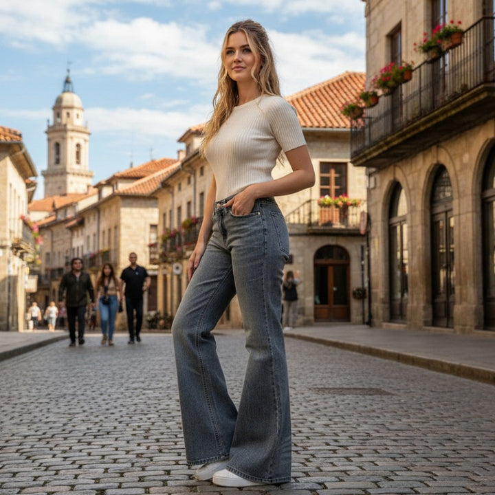 Damern Flared Jeans med hög midja och elegant tvätt Mirla-Eva Jonsson
