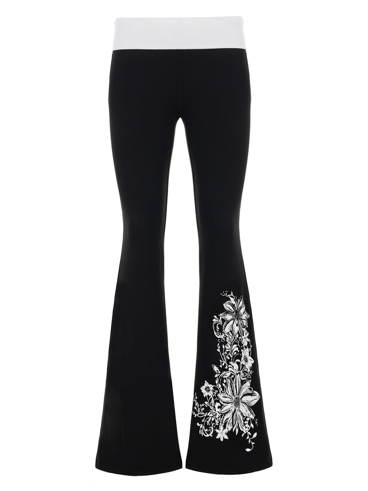 Damern Flared Leggings med blommönster Mirla-Eva Jonsson