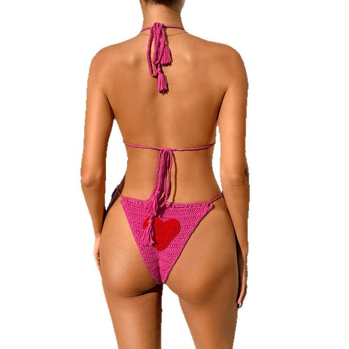 Damern Häkel-Bikini-set med hjärtmotiv och anpassningsbart bärsystem Mirla-Eva Jonsson