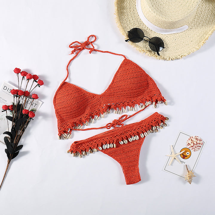 Damern Häkel-Bikini-set med snäckdetaljer Mirla-Eva Jonsson